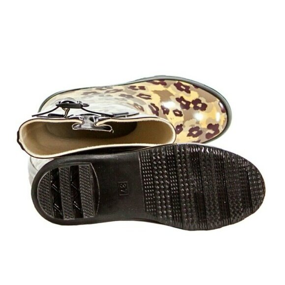 Women's Rainboots, Rubber Tall Rain Boots, RB-1403, Leopard, Size 5 - Picture 4 of 4